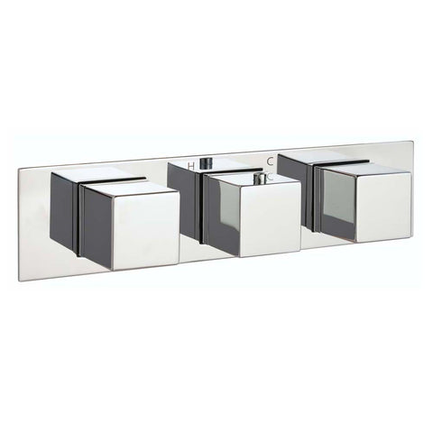 JTP Athena Slimline Thermostatic Concealed 2 Outlet 3 Controls Shower Valve Horizontal - Unbeatable Bathrooms