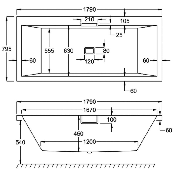Carron Celsius 1700mm x 900mm Carronite Shower Bath - Unbeatable Bathrooms
