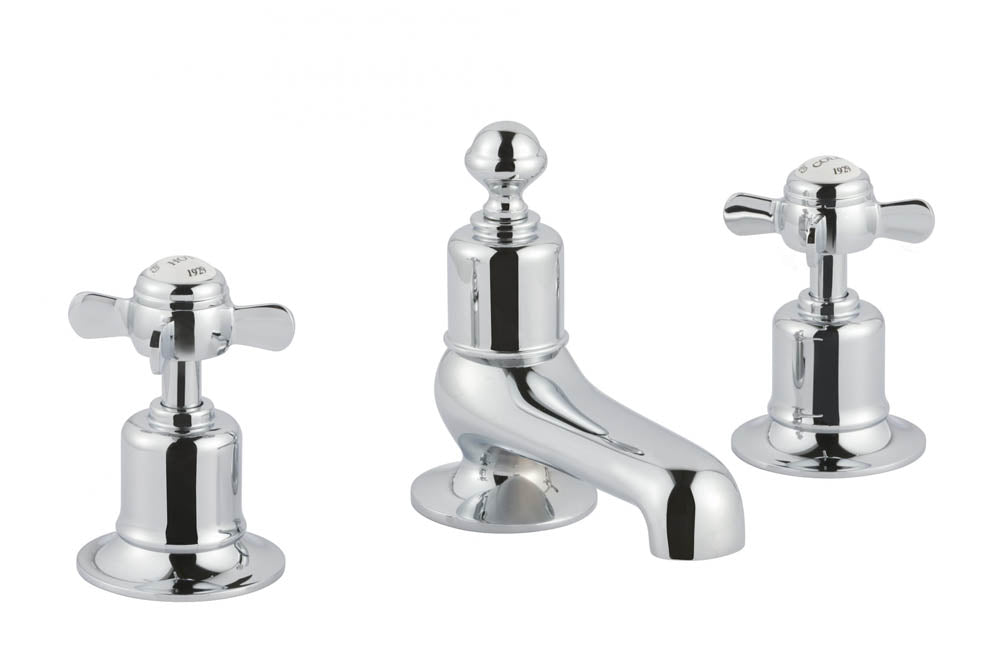JTP Grosvenor Pinch 3 Hole Deck Mounted Basin Mixer Nickel - Unbeatable Bathrooms