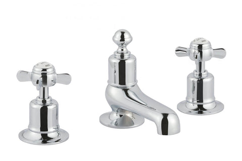 JTP Grosvenor Pinch 3 Hole Deck Mounted Basin Mixer Nickel - Unbeatable Bathrooms