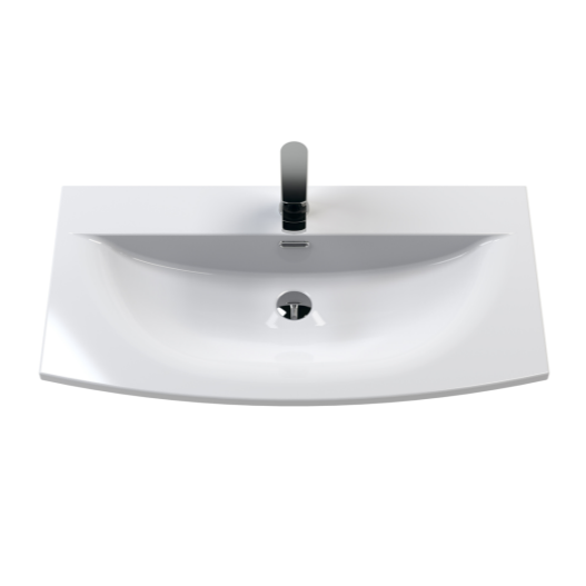 Nuie Deco 800mm Wall Hung 2 Drawer Fluted Vanity Unit & Basin - Satin Anthracite - Unbeatable Bathrooms