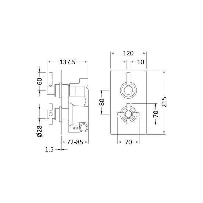 Hudson Reed Twin Thermostatic Shower Valve A3003V A3003V - Unbeatable Bathrooms