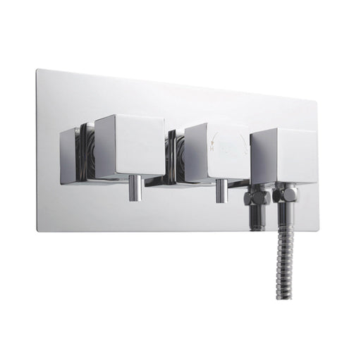 Nuie Square Showers Twin Thermostatic Shower Valve with Diverter - Chrome - Unbeatable Bathrooms