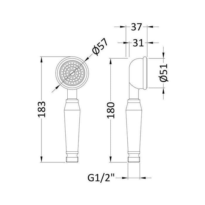 Hudson Reed White Topaz Small Traditional Handset - Unbeatable Bathrooms