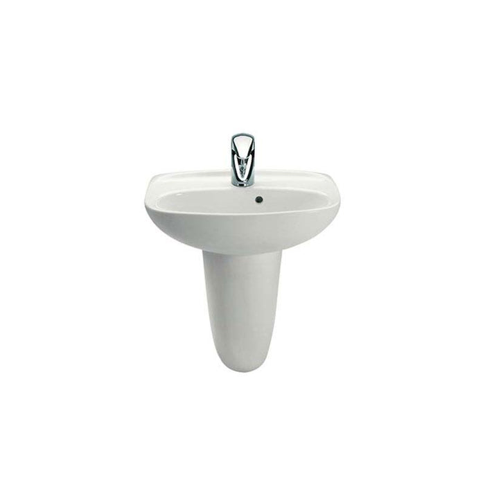 Roca Laura 450mm Semi Pedestal Cloakroom Basin - 0, 1 & 2TH - Unbeatable Bathrooms