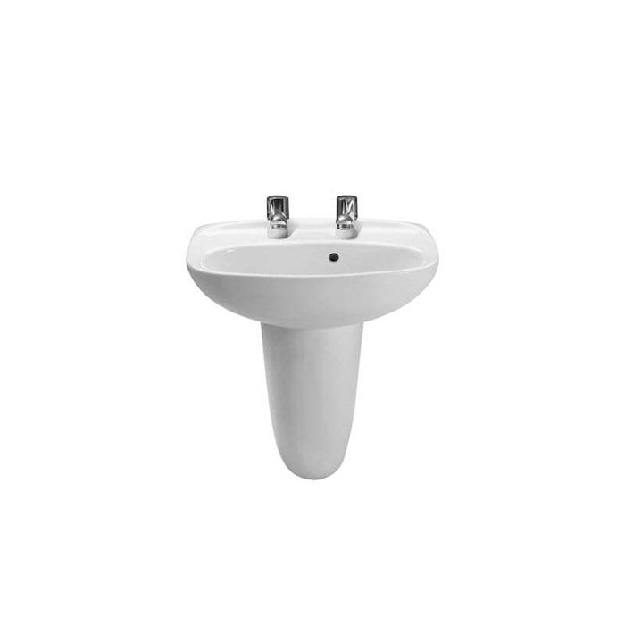 Roca Laura 450mm Semi Pedestal Cloakroom Basin - 0, 1 & 2TH - Unbeatable Bathrooms