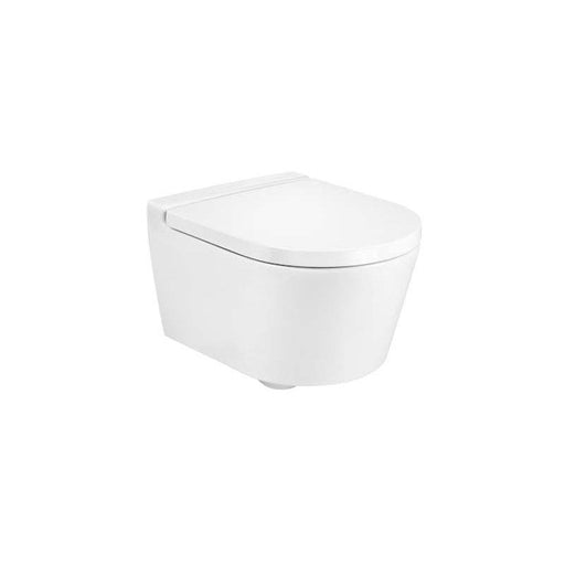 Roca Inspira Round Compact Vitreous China Rimless Wall-Hung Toilet with Horizontal Outlet - Unbeatable Bathrooms
