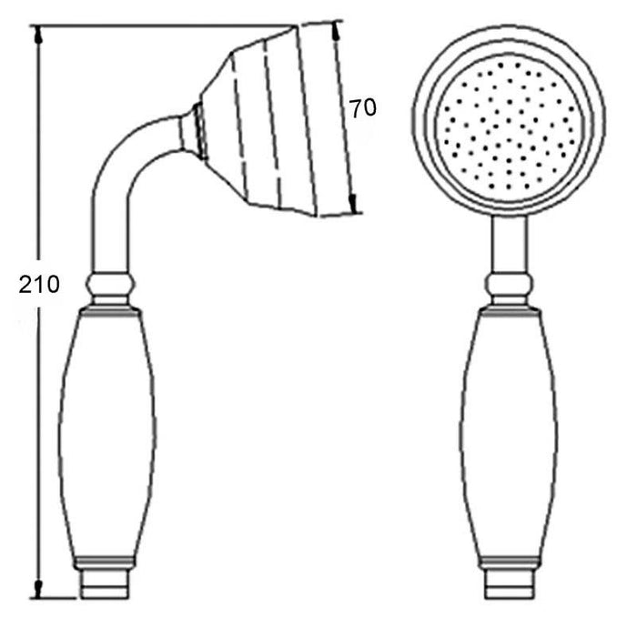 Hudson Reed Large Traditional Handset Black - Unbeatable Bathrooms
