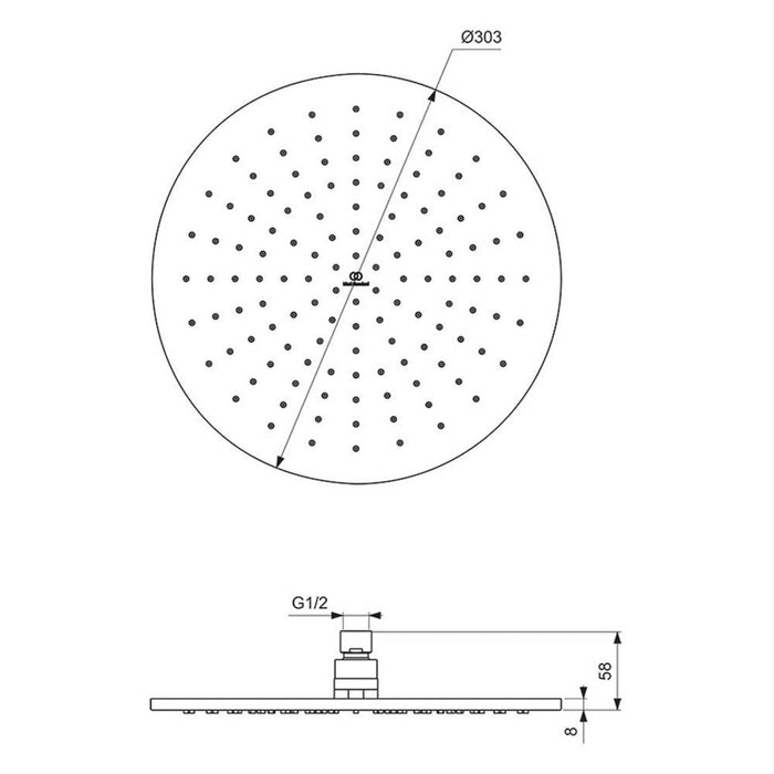 Ideal Standard Idealrain Round 300mm Fixed Rainshower Head - Unbeatable Bathrooms