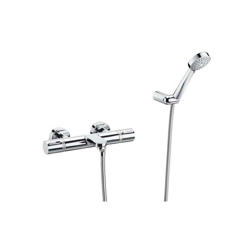 Roca T-1000 Thermostatic Wall-Mounted Bath-Shower Mixer with Diverter-Flow Regulator, Handshower, 1.70 M Flexible Hose and Wall Bracket - Unbeatable Bathrooms