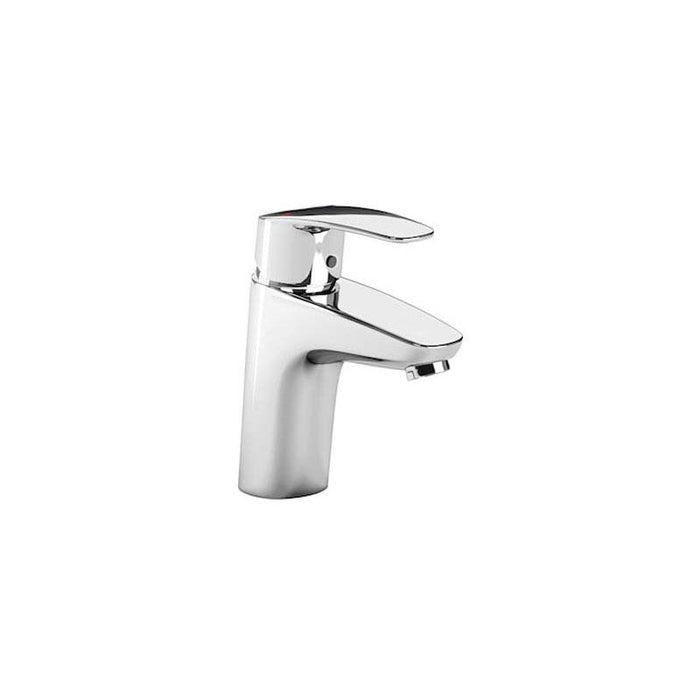 Roca Monodin-N Smooth Body Basin Mixer with Click Clack Waste with 1/2" Flexible Tails, Cold Start - Unbeatable Bathrooms