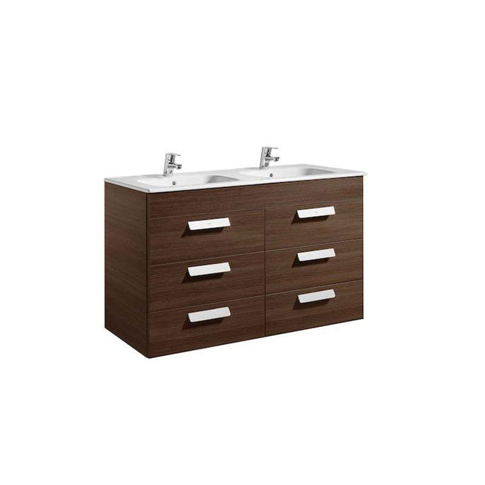 Roca Debba Unik 1200mm Double Vanity Unit - Wall Hung 6 Drawer Unit with Basin - Unbeatable Bathrooms