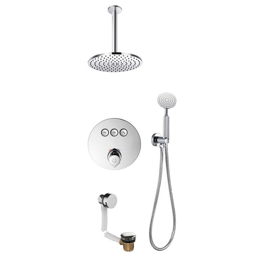 Flova Allore Thermostatic Goclick Flow Control 3-Outlet Shower Pack with Rainshower, Handshower Kit and Bath Filler - Unbeatable Bathrooms