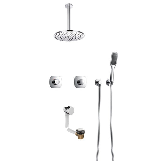 Flova Allore Thermostatic 3-Outlet Shower Pack with Rainshower, Handshower Kit and Bath Filler - Unbeatable Bathrooms
