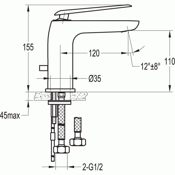 Flova Allore 155mm Mono Basin Mixer with Clicker Waste Set - Unbeatable Bathrooms