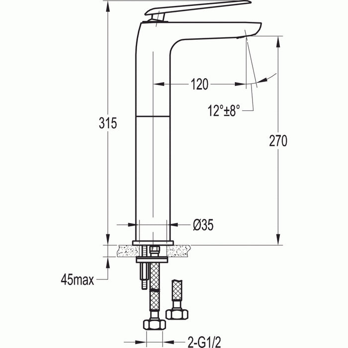 Flova Allore Tall 315mm Mono Basin Mixer with Clicker Waste Set - Unbeatable Bathrooms