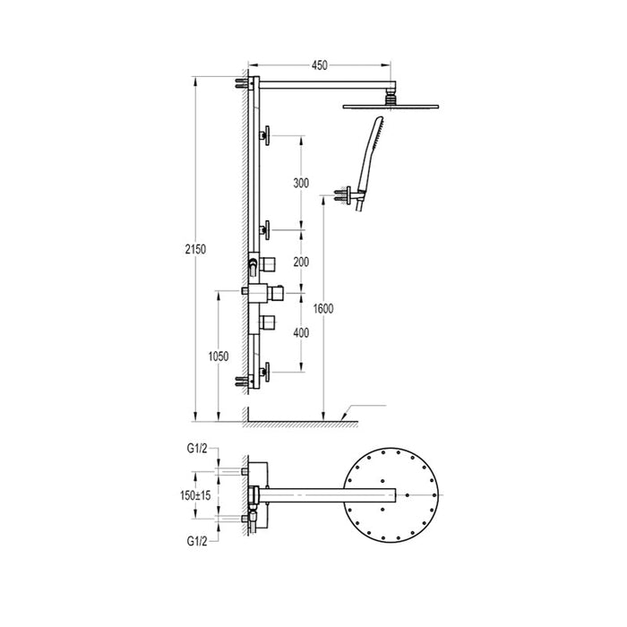 Flova Allore Thermostatic Shower Column with Hand Shower Set, Body Jets and Over Head Shower - Unbeatable Bathrooms