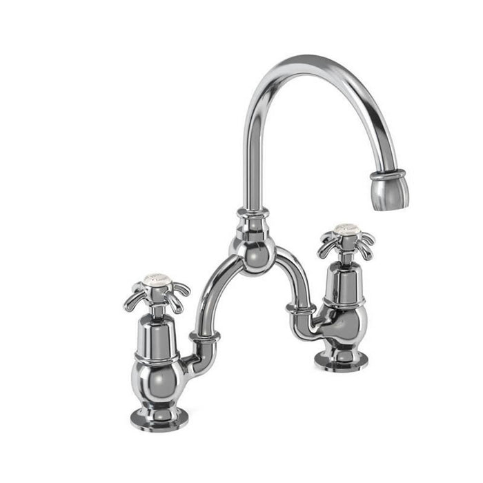Burlington Anglesey 2 Tap Hole Arch Mixer with Curved Spout (200mm centres) - Unbeatable Bathrooms