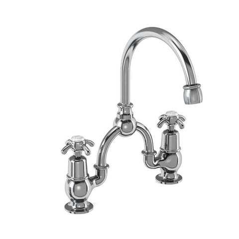 Burlington Anglesey 2 Tap Hole Arch Mixer with Curved Spout (200mm centres) - Unbeatable Bathrooms
