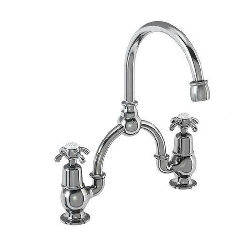 Burlington Anglesey 2 Tap Hole Arch Mixer with Curved Spout (230mm centres) - Unbeatable Bathrooms