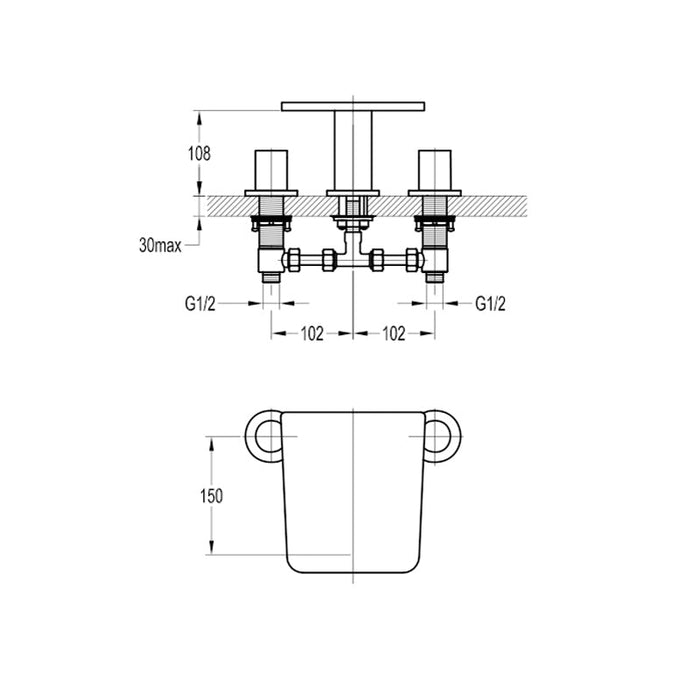 Flova Annecy 3-Hole Deck Mounted Bath Mixer - Unbeatable Bathrooms