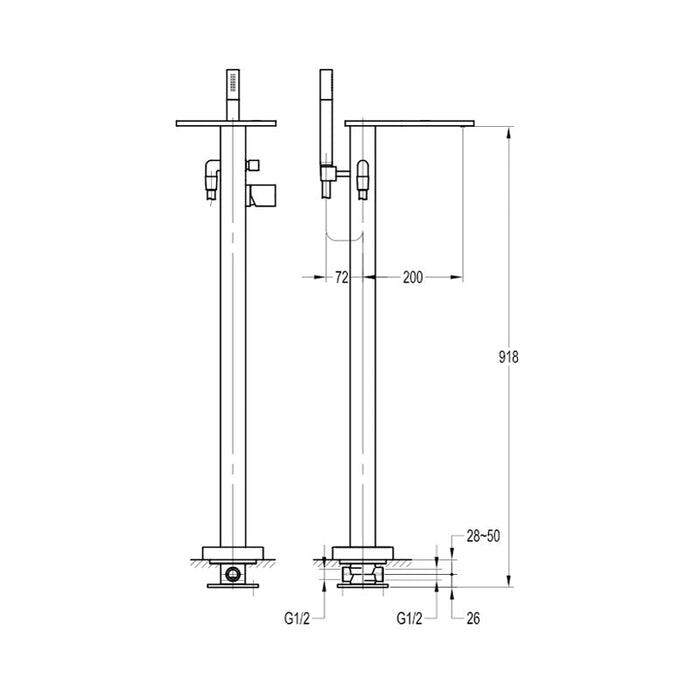 Flova Annecy Floor Standing Bath and Shower Mixer with Shower Set - Unbeatable Bathrooms