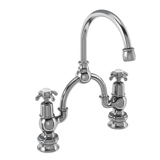Burlington Anglesey 2 Tap Hole Regent Arch Mixer with Curved Spout (230mm centres) - Unbeatable Bathrooms
