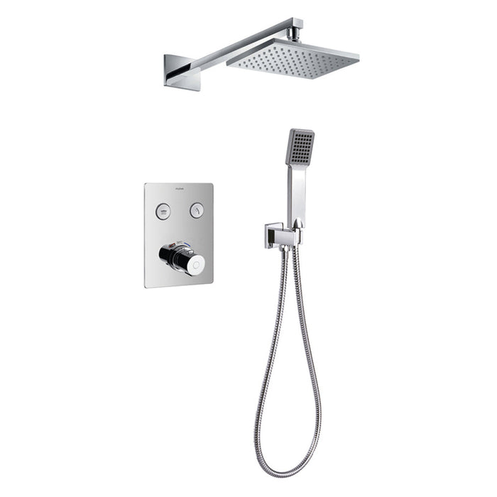 Flova Annecy 2-Outlet Goclick Flow Control Thermostatic Shower Pack with Rainshower and Handshower Kit - Unbeatable Bathrooms