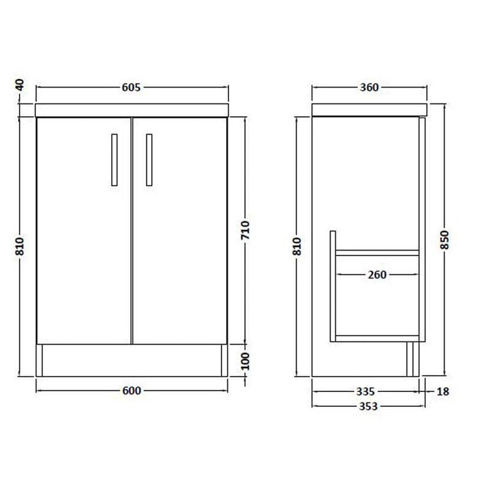 Hudson Reed Apollo Vanity Unit - Floor Standing 1 & 2 Door Units with Basin (Various) - Unbeatable Bathrooms
