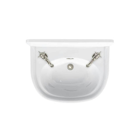Burlington Arcade 500mm 2TH Wall Hung Cloakroom Basin with Nickel Overflow - Unbeatable Bathrooms