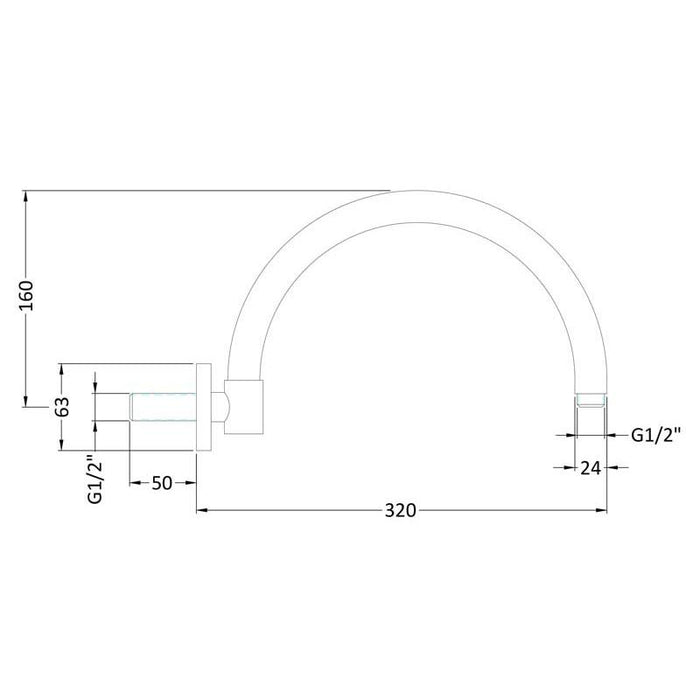 Hudson Reed Curved Wall Mounted Shower Arm - Unbeatable Bathrooms