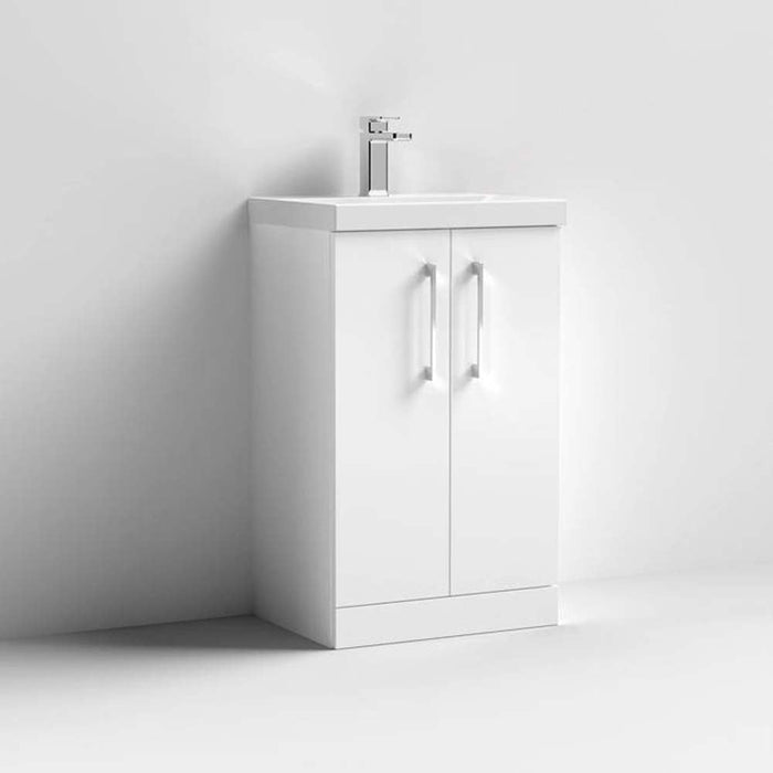 Nuie Arno Floor Standing 2-Door Vanity & Thin-Edge 1 Tap Hole Ceramic Basin - Unbeatable Bathrooms