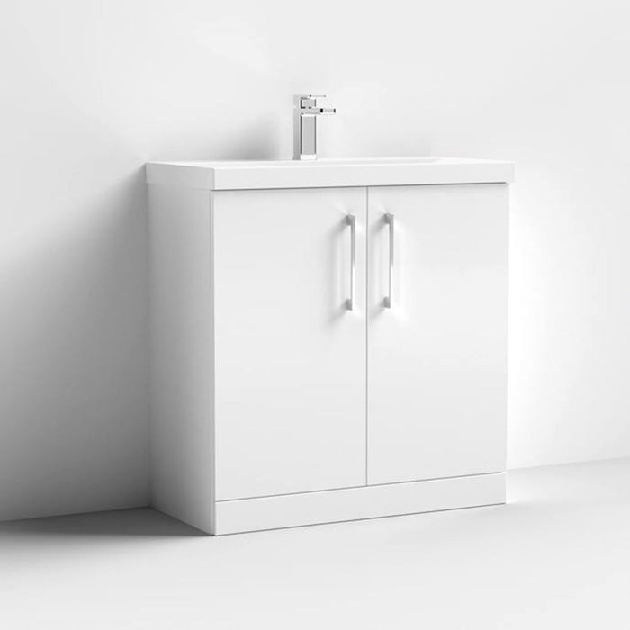 Nuie Arno Floor Standing 2-Door Vanity & Thin-Edge 1 Tap Hole Ceramic Basin - Unbeatable Bathrooms