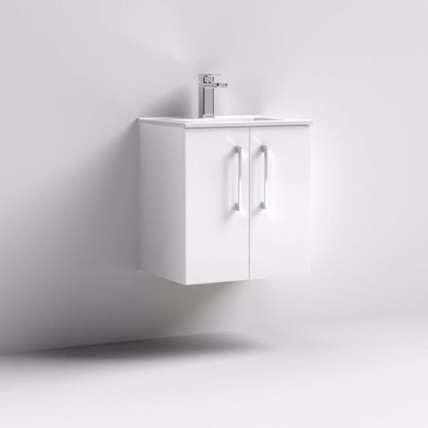 Nuie Arno Wall Hung 2-Door Vanity & Minimalist Basin - Unbeatable Bathrooms