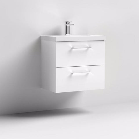 Nuie Arno Wall Hung 2-Drawer Vanity & Thin-Edge 1 Tap Hole Ceramic Basin - Unbeatable Bathrooms