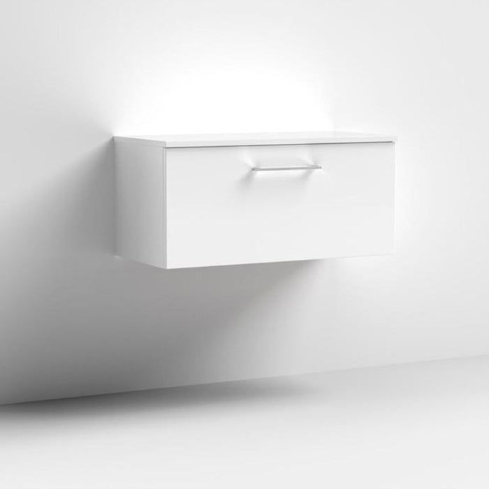 Nuie Arno Wall Hung 1-Drawer Vanity & Worktop - Unbeatable Bathrooms