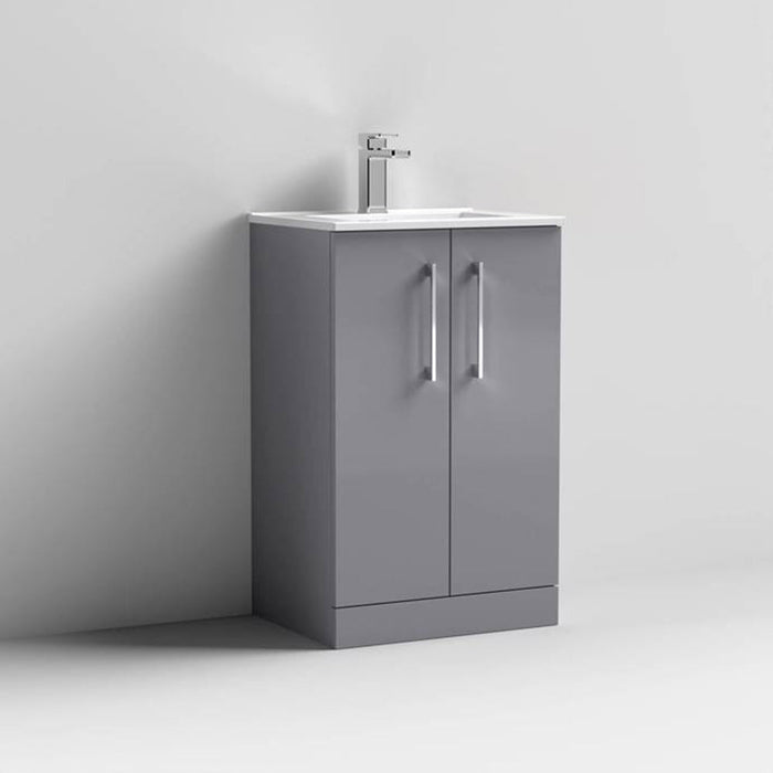 Nuie Arno Floor Standing 2-Door Vanity & Minimalist Basin - Unbeatable Bathrooms