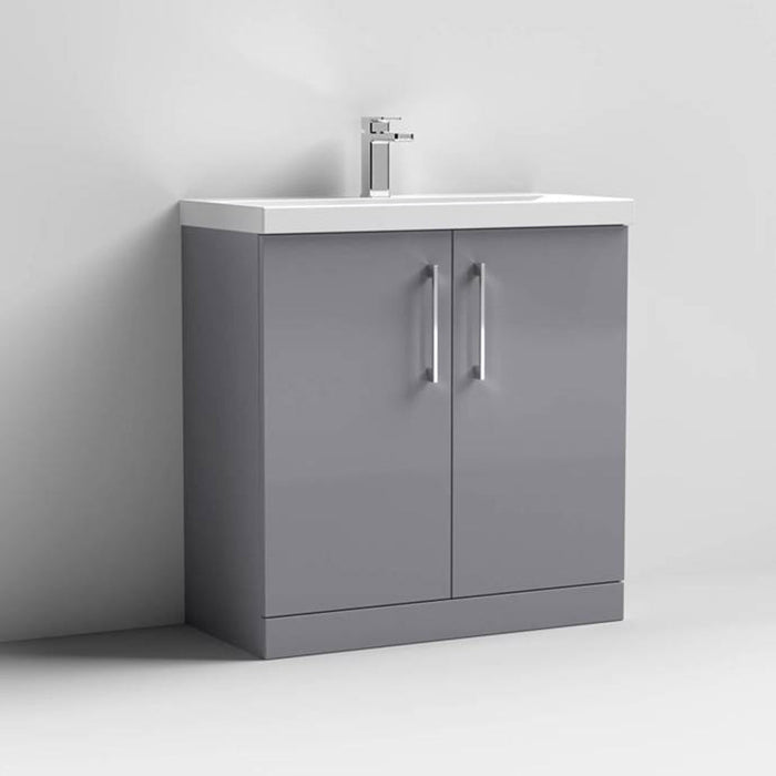Nuie Arno Floor Standing 2-Door Vanity & Thin-Edge 1 Tap Hole Ceramic Basin - Unbeatable Bathrooms