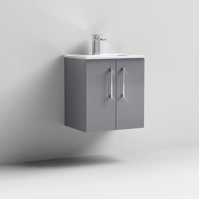 Nuie Arno Wall Hung 2-Door Vanity & Minimalist Basin - Unbeatable Bathrooms