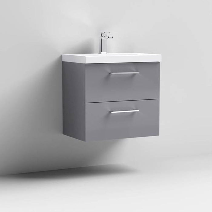 Nuie Arno Wall Hung 2-Drawer Vanity & Thin-Edge 1 Tap Hole Ceramic Basin - Unbeatable Bathrooms