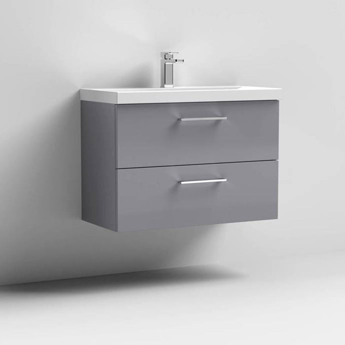 Nuie Arno Wall Hung 2-Drawer Vanity & Thin-Edge 1 Tap Hole Ceramic Basin - Unbeatable Bathrooms