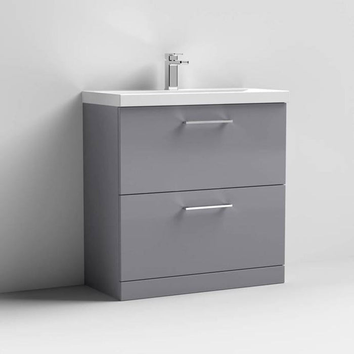 Nuie Arno Floor Standing 2-Drawer Vanity & Mid-Edge Basin - Unbeatable Bathrooms