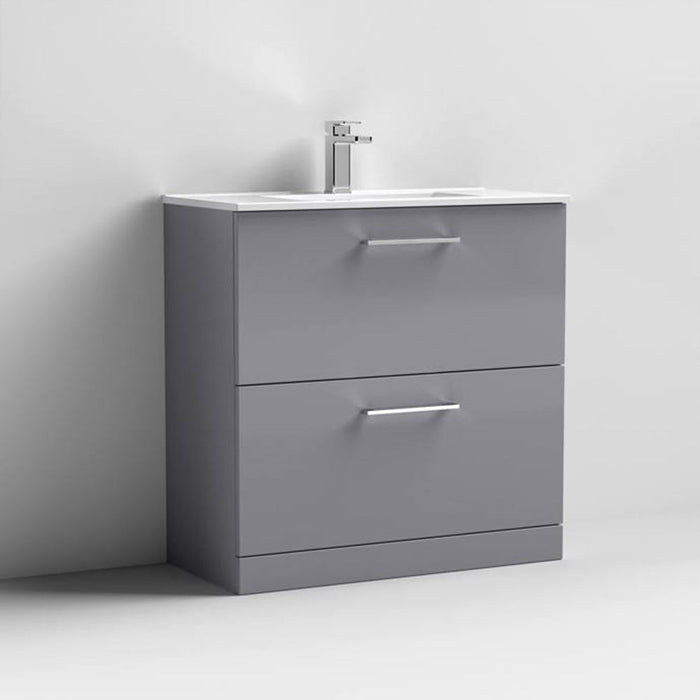 Nuie Arno Floor Standing 2-Drawer Vanity & Minimalist Basin - Unbeatable Bathrooms