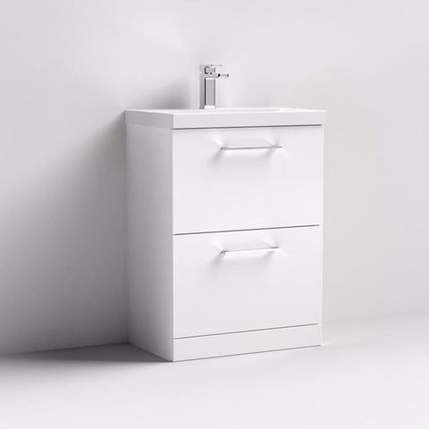 Nuie Arno Floor Standing 2-Drawer Vanity & Mid-Edge Basin - Unbeatable Bathrooms