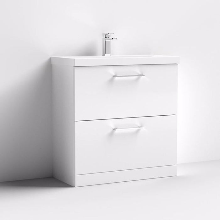 Nuie Arno Floor Standing 2-Drawer Vanity & Mid-Edge Basin - Unbeatable Bathrooms