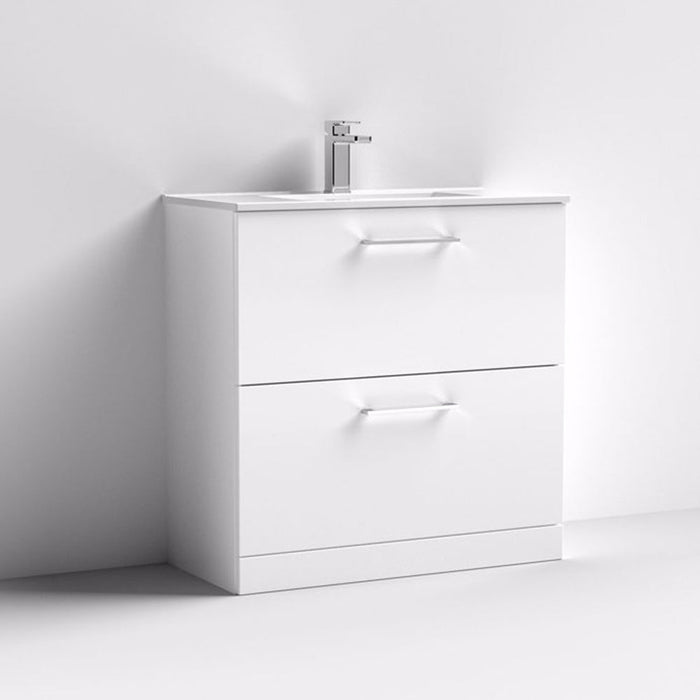 Nuie Arno Floor Standing 2-Drawer Vanity & Minimalist Basin - Unbeatable Bathrooms