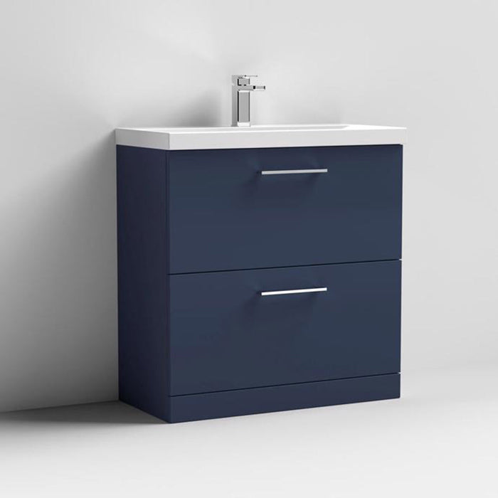 Nuie Arno Floor Standing 2-Drawer Vanity & Thin-Edge 1 Tap Hole Ceramic Basin - Unbeatable Bathrooms