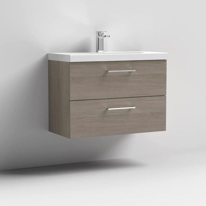 Nuie Arno Wall Hung 2-Drawer Vanity & Thin-Edge 1 Tap Hole Ceramic Basin - Unbeatable Bathrooms