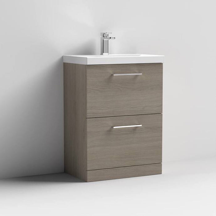 Nuie Arno Floor Standing 2-Drawer Vanity & Mid-Edge Basin - Unbeatable Bathrooms