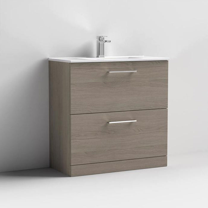 Nuie Arno Floor Standing 2-Drawer Vanity & Minimalist Basin - Unbeatable Bathrooms